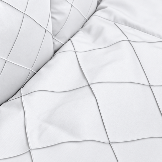 Satīna gultas veļas komplekts "Platinum" White / Waffle