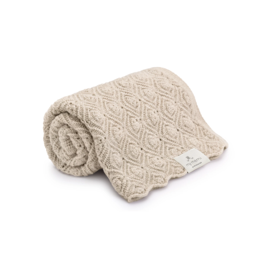 100% dabīgas merino vilnas pleds Warm beige  -Premium Collection