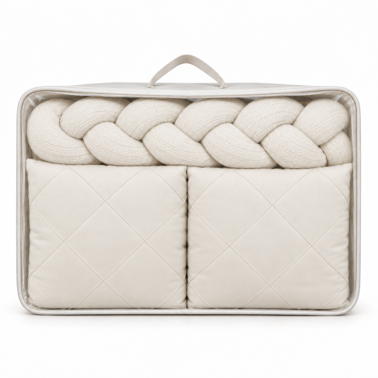 Satīna gultas veļas komplekts "Platinum" Milk / Braid